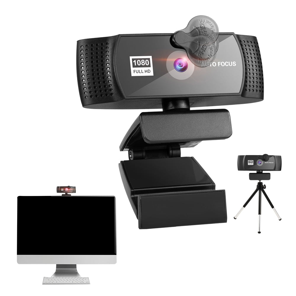 1080P HD Webcam with Dual Noise-Cancelling Mics and Tripod