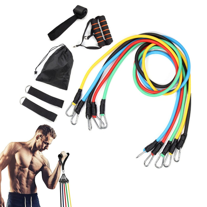 11pcs Resistance Band Set with Tubes for Home Gym Fitness Training