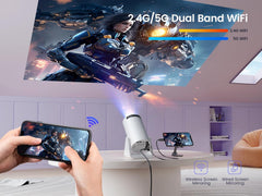 14000 Lumen Mini Projector - WiFi6 Bluetooth 4K 1080P Auto Keystone