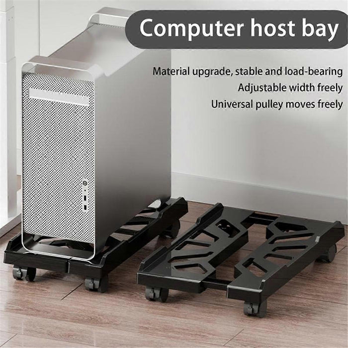 Adjustable Mobile CPU Tower Stand with Rolling Caster Wheels