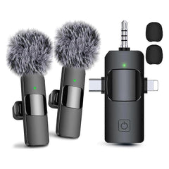 3-in-1 Wireless Lavalier Microphone - USB-C Android Camera Noise Reduction
