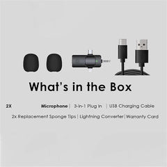 3-in-1 Wireless Lavalier Microphone - USB-C Android Camera Noise Reduction