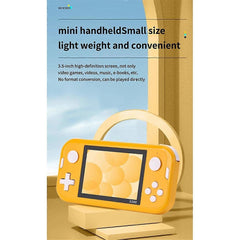 Retro Game Console 3.5 Inch 8G 6800 Games Yellow E-Book Portable Player