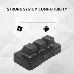 MK321G 3-Key Mini Mechanical Keyboard Blue Switch USB 2.4G for OSU