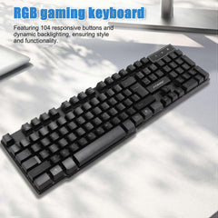 RGB Backlit Gaming Keyboard and Mouse Kit Wired 104-Key for PC Laptop