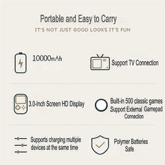 Mini Power Bank Retro Game Console 2.8 Inch 10000mAh Dual USB PSP Style