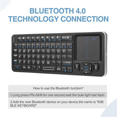 Mini Backlit Bluetooth Keyboard with IR Learning and 2.4G Touchpad