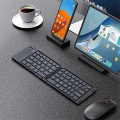 Folding Bluetooth Keyboard Two-Fold Portable Rechargeable for Office Use