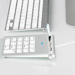 Mini 18-Key Numeric Keypad with 3-Port USB Hub for Laptop