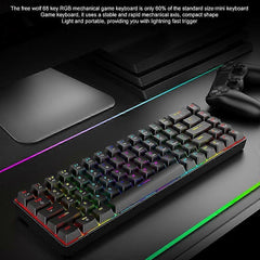 Wired Mechanical Gaming Keyboard 68 Keys RGB Backlit for Gamers