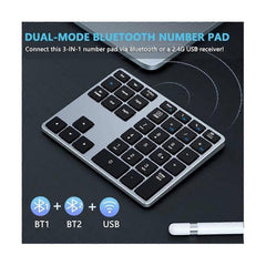 Bluetooth Numeric Keypad 35 Keys Slim Portable Wireless for Laptop