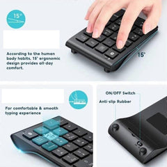 Wireless Bluetooth 22-Key Slim Numeric Keypad for Laptop