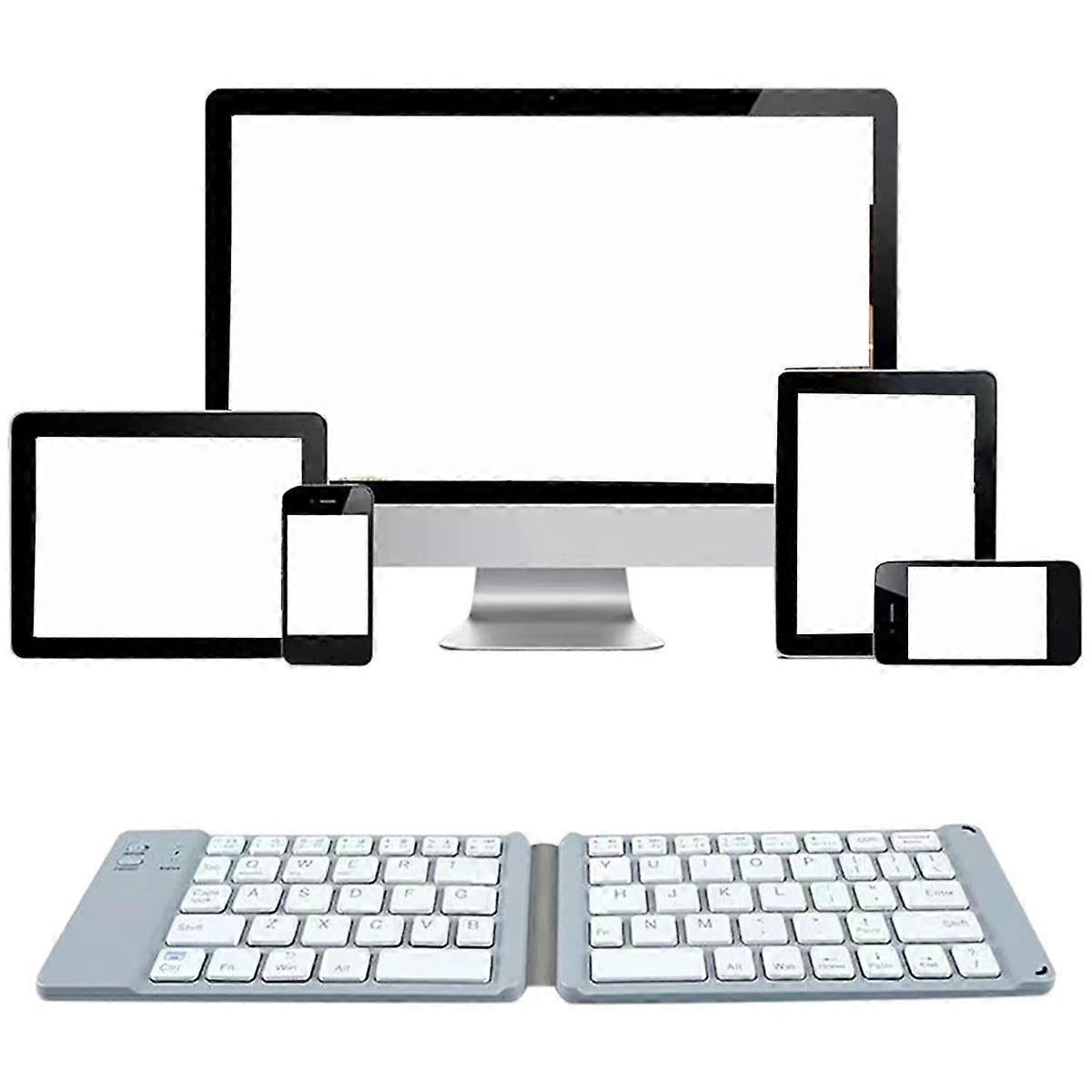 Dual Folding Wireless Bluetooth Keyboard Mute for Phone Tablet PC