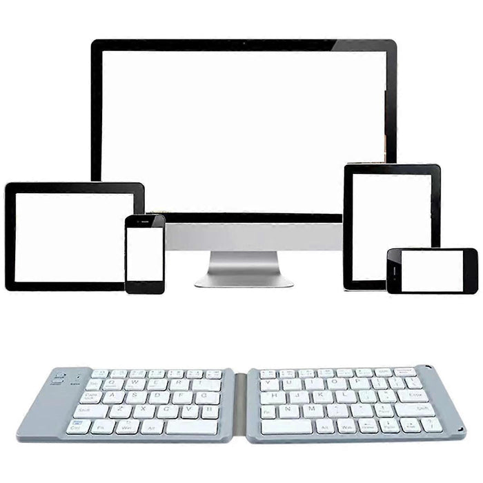 Dual Folding Wireless Bluetooth Keyboard Mute for Phone Tablet PC