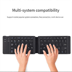 Dual Folding Wireless Bluetooth Keyboard Mute for Phone Tablet PC
