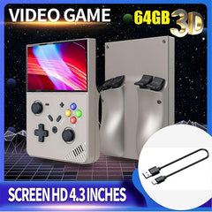 R43 PRO Game Console 4.3 Inch 64G 4K HD Linux for PSP PS1 N64