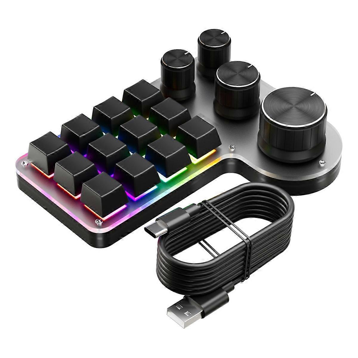 Mini Custom 12-Key 4-Knob RGB BT Mechanical Macro Keyboard