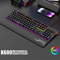 Wired Mechanical Keyboard with Hand Rest RGB Green Axis Ergonomic