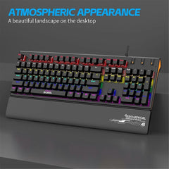Wired Mechanical Keyboard with Hand Rest RGB Green Axis Ergonomic