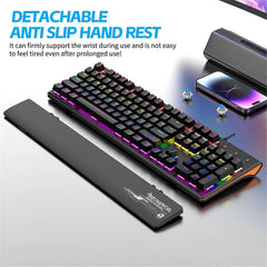 Wired Mechanical Keyboard with Hand Rest RGB Green Axis Ergonomic