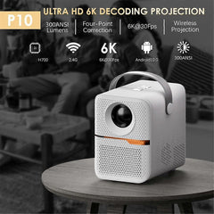 P10 1080P Mini Projector 4K WiFi Bluetooth Android 10 - Black