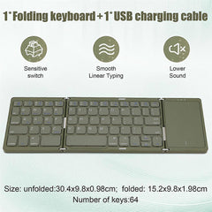 BO89T Folding Bluetooth Keyboard with Trackpad Rechargeable for iOS