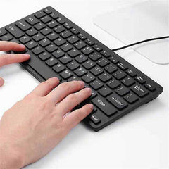 Ultra-Thin USB Compact Wired Mini Keyboard for PC Gaming