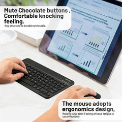 10-Inch Bluetooth Keyboard and Mouse Set Rechargeable for Android Tablet C