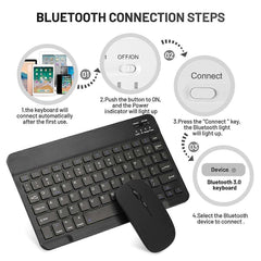10-Inch Bluetooth Keyboard and Mouse Set Rechargeable for Android Tablet C