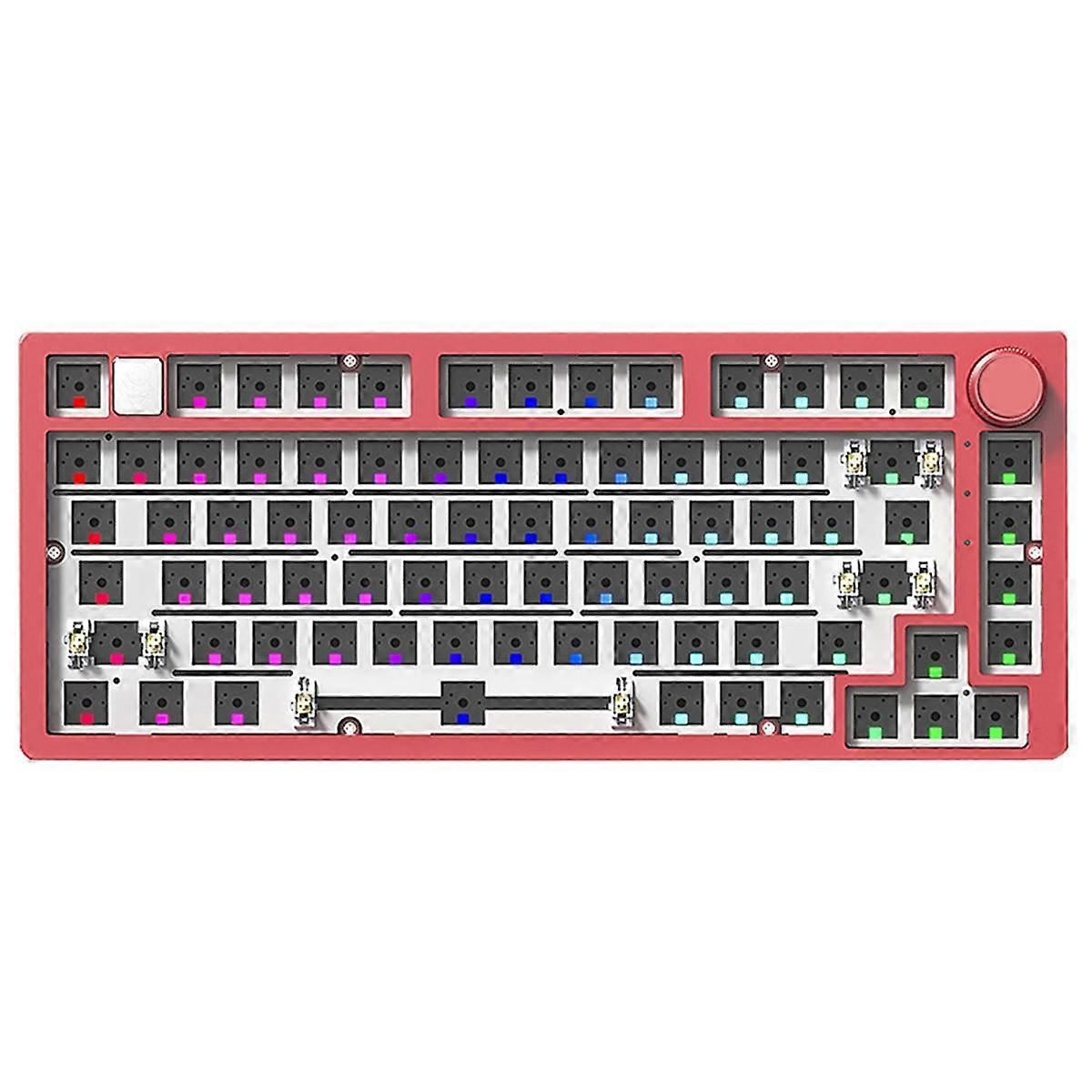 Wired Mechanical Keyboard Kit with RGB Knob Gasket Aluminum Hot-Swap
