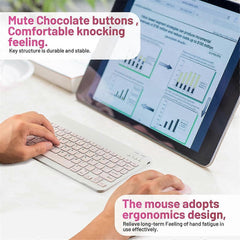 10-Inch Bluetooth Keyboard and Mouse Set Rechargeable for Android Tablet A