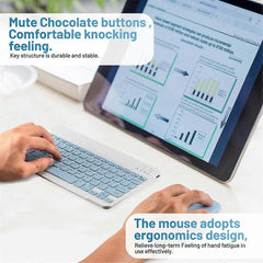 10-Inch Bluetooth Keyboard and Mouse Set Rechargeable for Android Tablet E