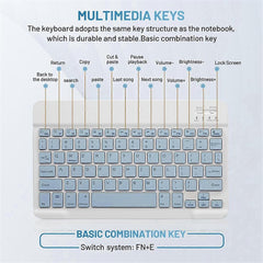 10-Inch Bluetooth Keyboard and Mouse Set Rechargeable for Android Tablet E