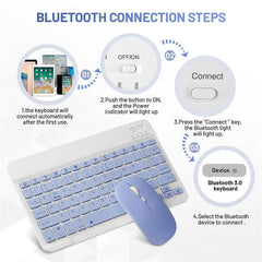 10-Inch Bluetooth Keyboard and Mouse Set Rechargeable for Android Tablet B