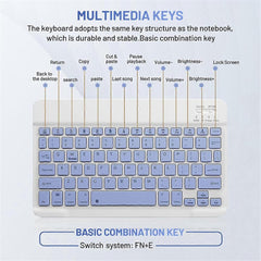 10-Inch Bluetooth Keyboard and Mouse Set Rechargeable for Android Tablet B