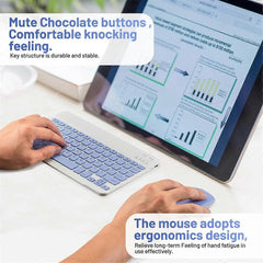 10-Inch Bluetooth Keyboard and Mouse Set Rechargeable for Android Tablet B