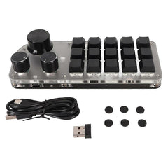 15-Key 3-Knob Macro Programmable Keyboard with 3 Modes One-Hand Use