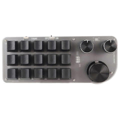 15-Key 3-Knob Macro Programmable Keyboard with 3 Modes One-Hand Use