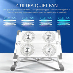 Folding Aluminum Laptop Cooler Stand with 4-Port Air Fan