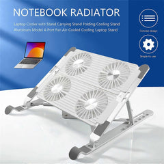 Folding Aluminum Laptop Cooler Stand with 4-Port Air Fan