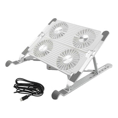 Folding Aluminum Laptop Cooler Stand with 4-Port Air Fan