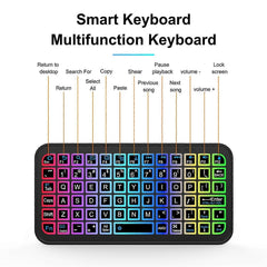 Mini Bluetooth 5.2 Keyboard 5-Inch Keycaps 7-Color Backlit Rechargeable