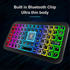 Mini Bluetooth 5.2 Keyboard 5-Inch Keycaps 7-Color Backlit Rechargeable