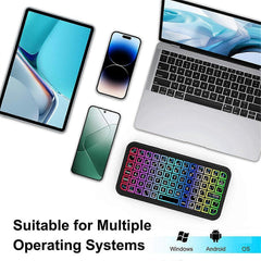 Mini Bluetooth 5.2 Keyboard 5-Inch Keycaps 7-Color Backlit Rechargeable