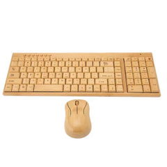 2.4GHz Wireless Bamboo Keyboard and Mouse Set Plug and Play for Office