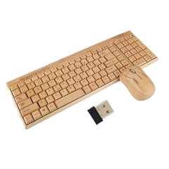 2.4GHz Wireless Bamboo Keyboard and Mouse Set Plug and Play for Office