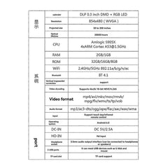 3D Mini Projector WIFI Android 4K HD Projectors Decoding