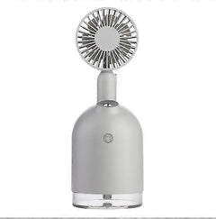 2-in-1 Gray Mini Humidifier with Rechargeable Handheld Fan