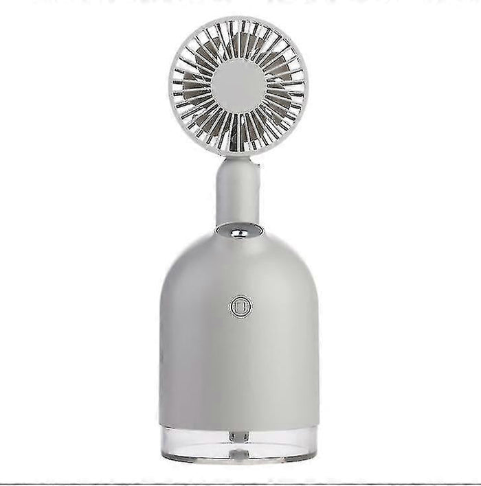2-in-1 Gray Mini Humidifier with Rechargeable Handheld Fan