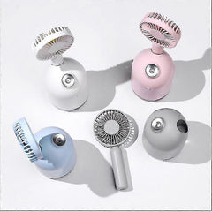 2-in-1 Gray Mini Humidifier with Rechargeable Handheld Fan